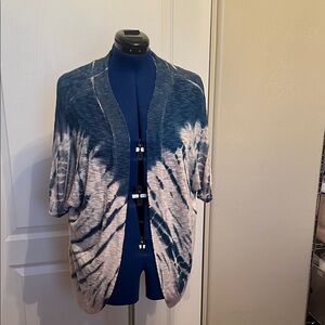 Source Unknown Blue and White Tie-Dye Cardigan